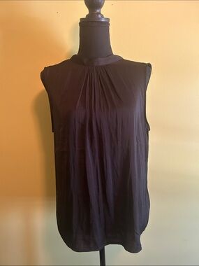 Joie Black Sleeveless Pleated Neck Camisole